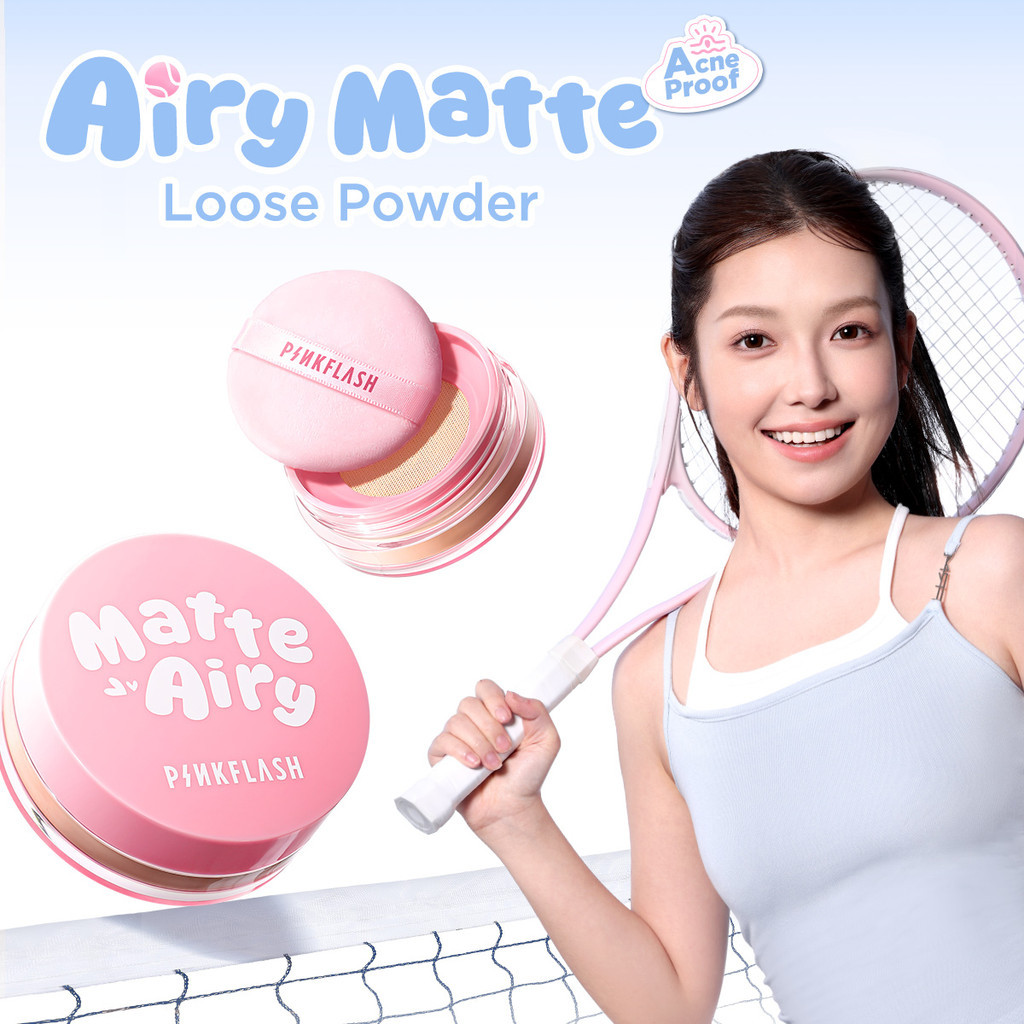 pinkflash airy matte loose powder 5g/bedak tabur pinkflash airy matte loose powder 5g/bedak tabur