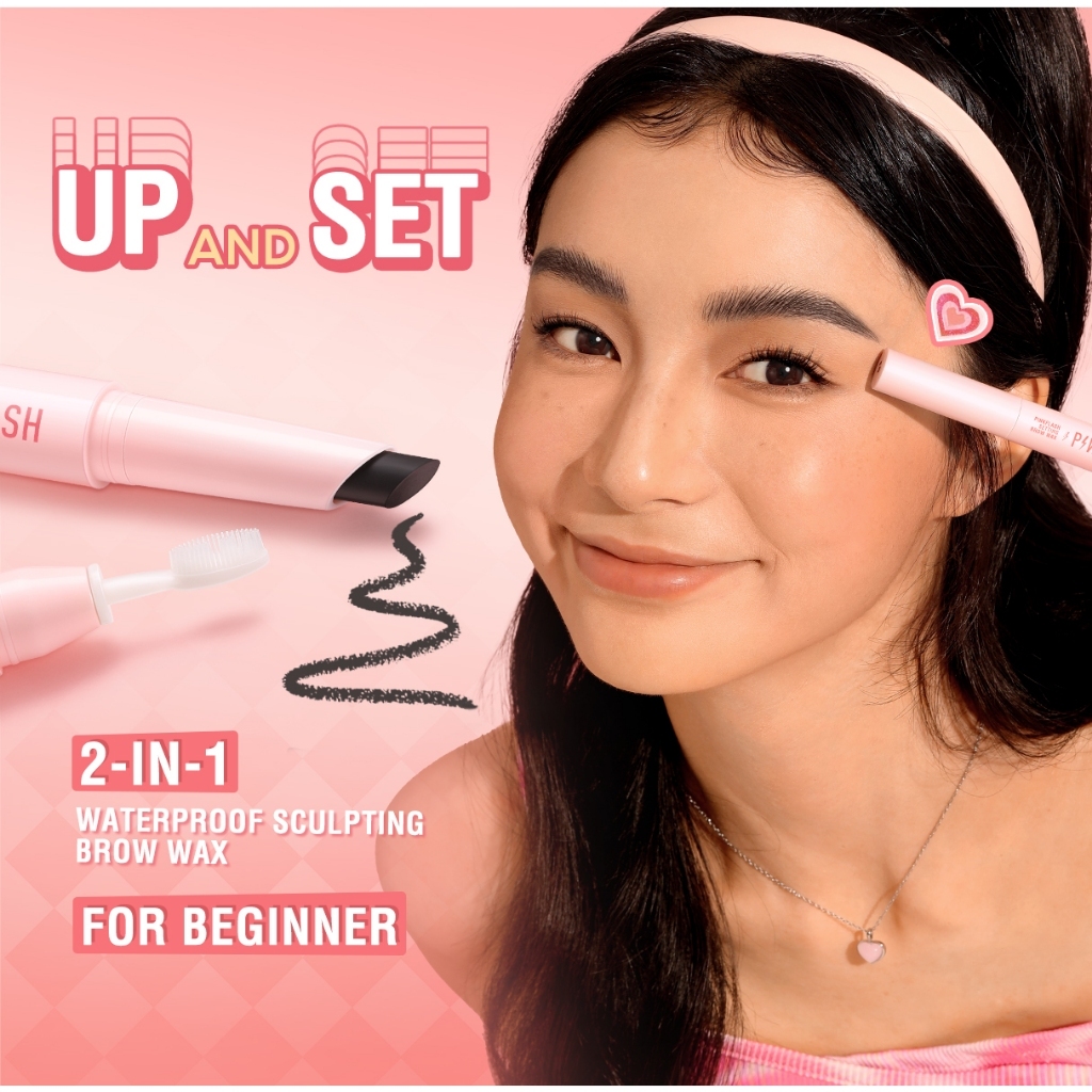 pinkflash 2 in 1 waterproof sculpting setting brow wax with brush/pensil alis pinkflash 2 in 1 waterproof sculpting setting brow wax with brush/pensil alis