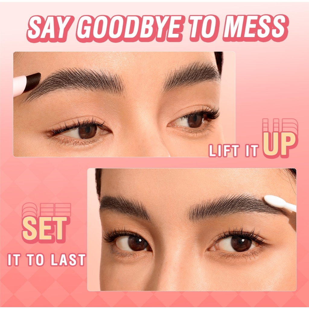 pinkflash 2 in 1 waterproof sculpting setting brow wax with brush/pensil alis pinkflash 2 in 1 waterproof sculpting setting brow wax with brush/pensil alis