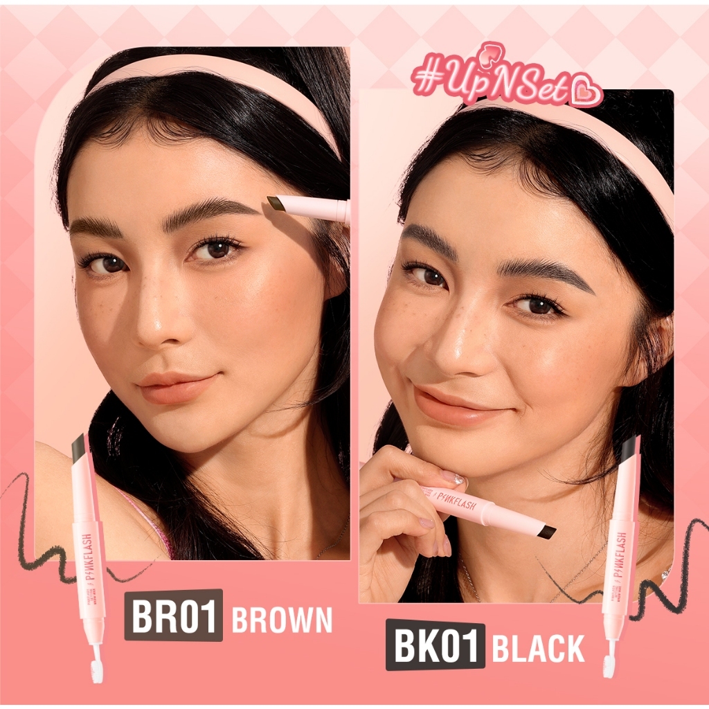 pinkflash 2 in 1 waterproof sculpting setting brow wax with brush/pensil alis pinkflash 2 in 1 waterproof sculpting setting brow wax with brush/pensil alis