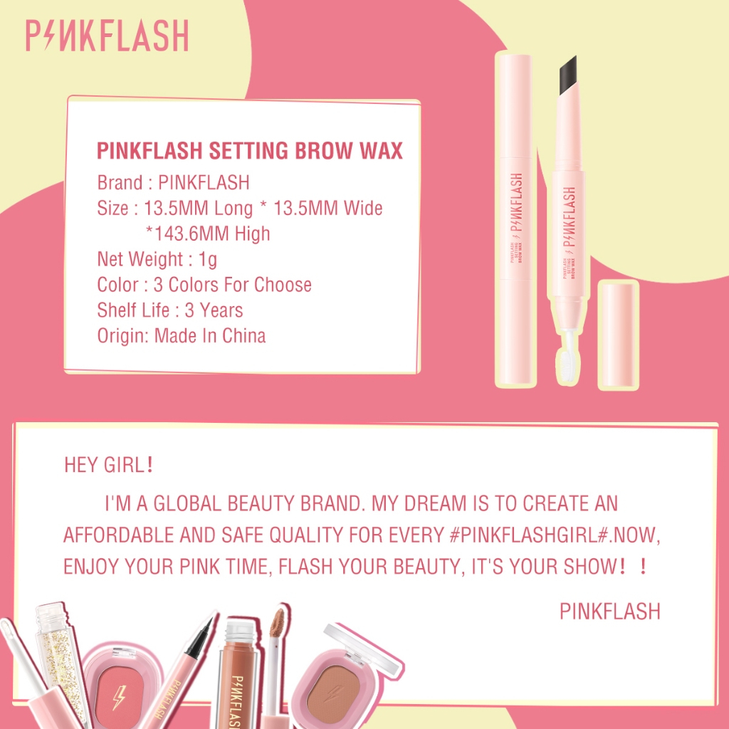 pinkflash 2 in 1 waterproof sculpting setting brow wax with brush/pensil alis pinkflash 2 in 1 waterproof sculpting setting brow wax with brush/pensil alis