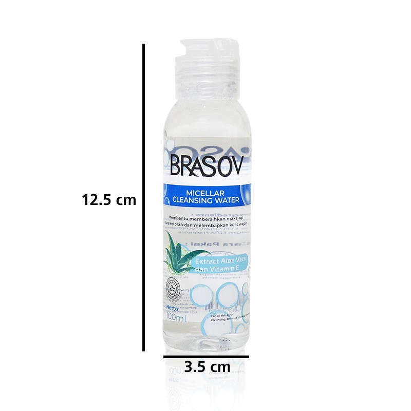 brasov micellar cleansing water extract aloe vera vitamin e 100ml/pembersih wajah makeup brasov micellar cleansing water extract aloe vera vitamin e 100ml/pembersih wajah makeup
