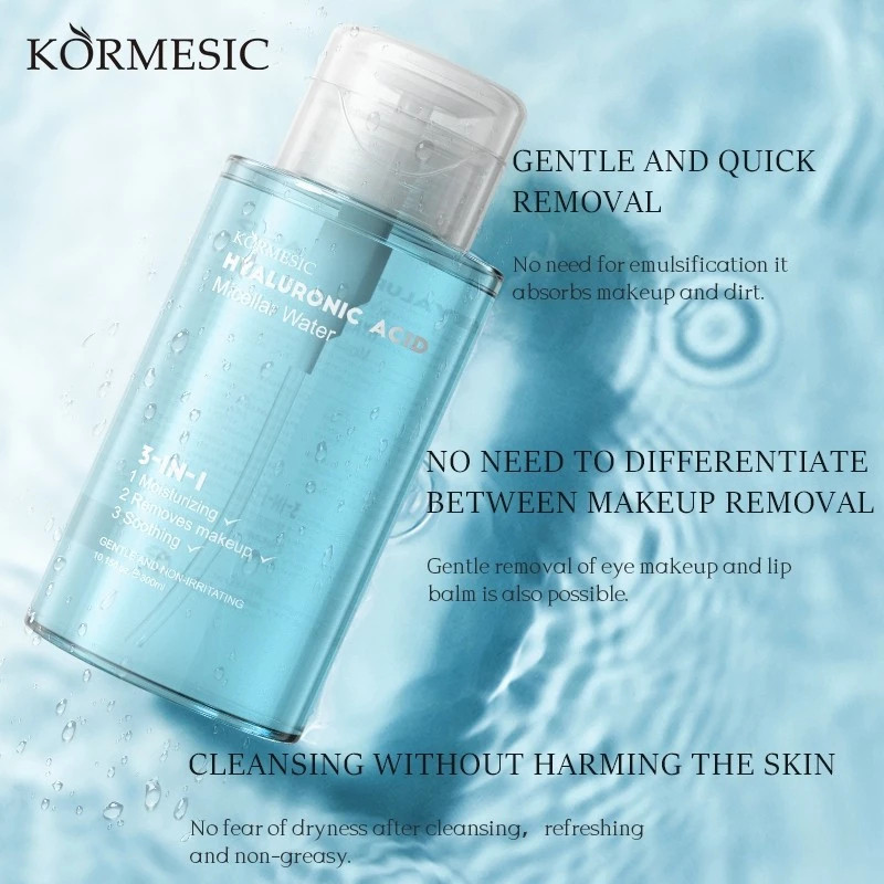 kormesic hyaluronic acid micellar water 300ml/pembersih make up kormesic hyaluronic acid micellar water 300ml/pembersih make up